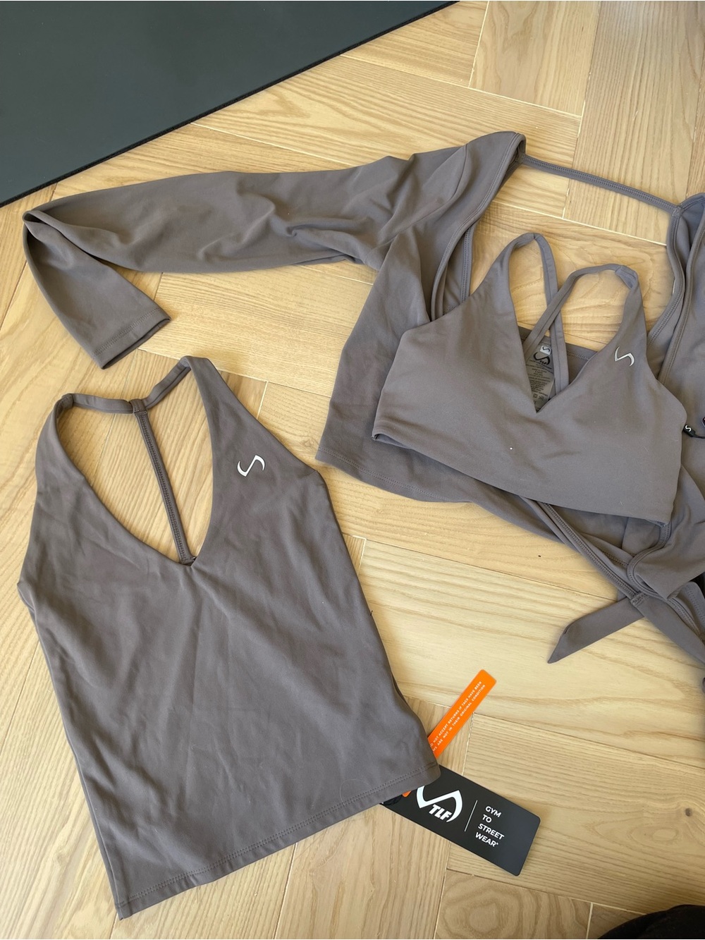 3 Piece Taupe Women's Tank & Wrap Top Set